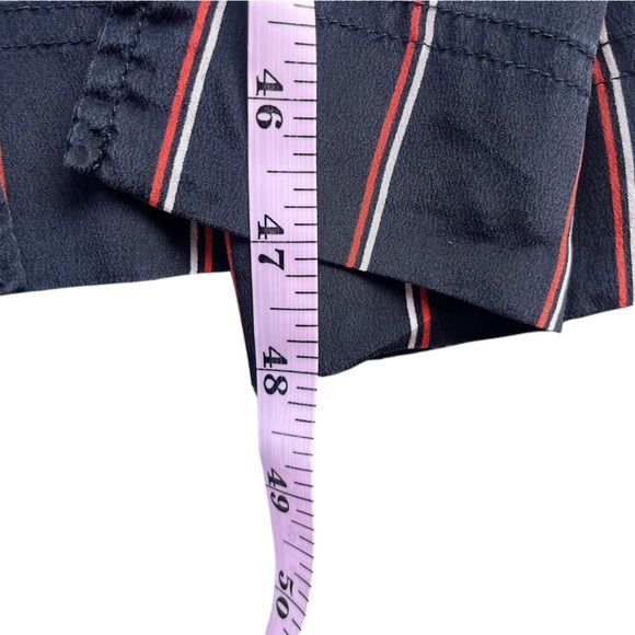 A.L.C 100% Silk Nico Surplice Stripe Collared Midi Dress Size 8 - Picture 9 of 11